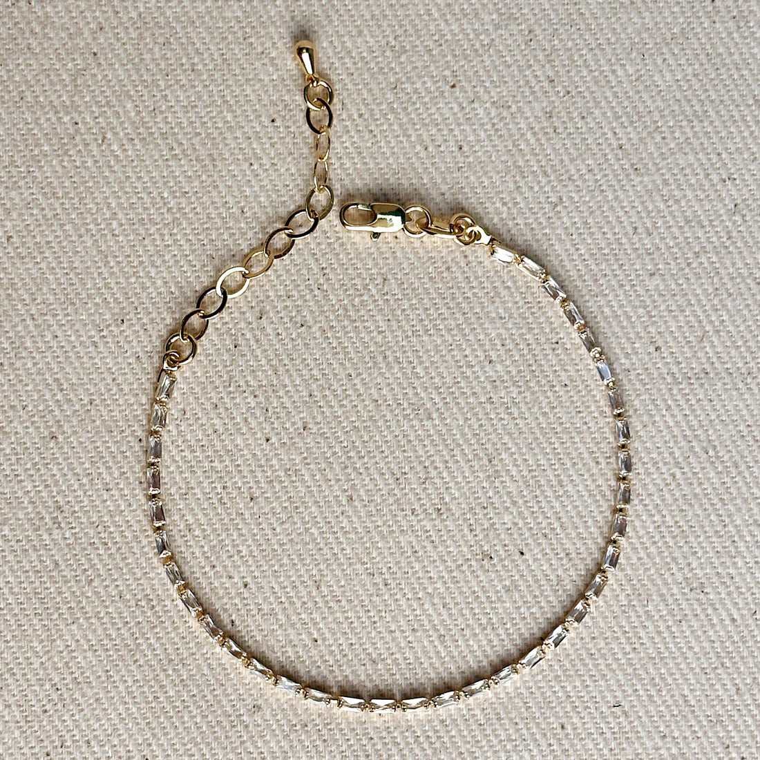 GoldFi - 18k Gold Filled 1.5mm CZ Baguette Tennis Bracelet