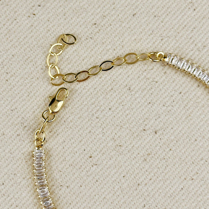 GoldFi - 18k Gold Filled 3mm Baguette Cut CZ Tennis Bracelet