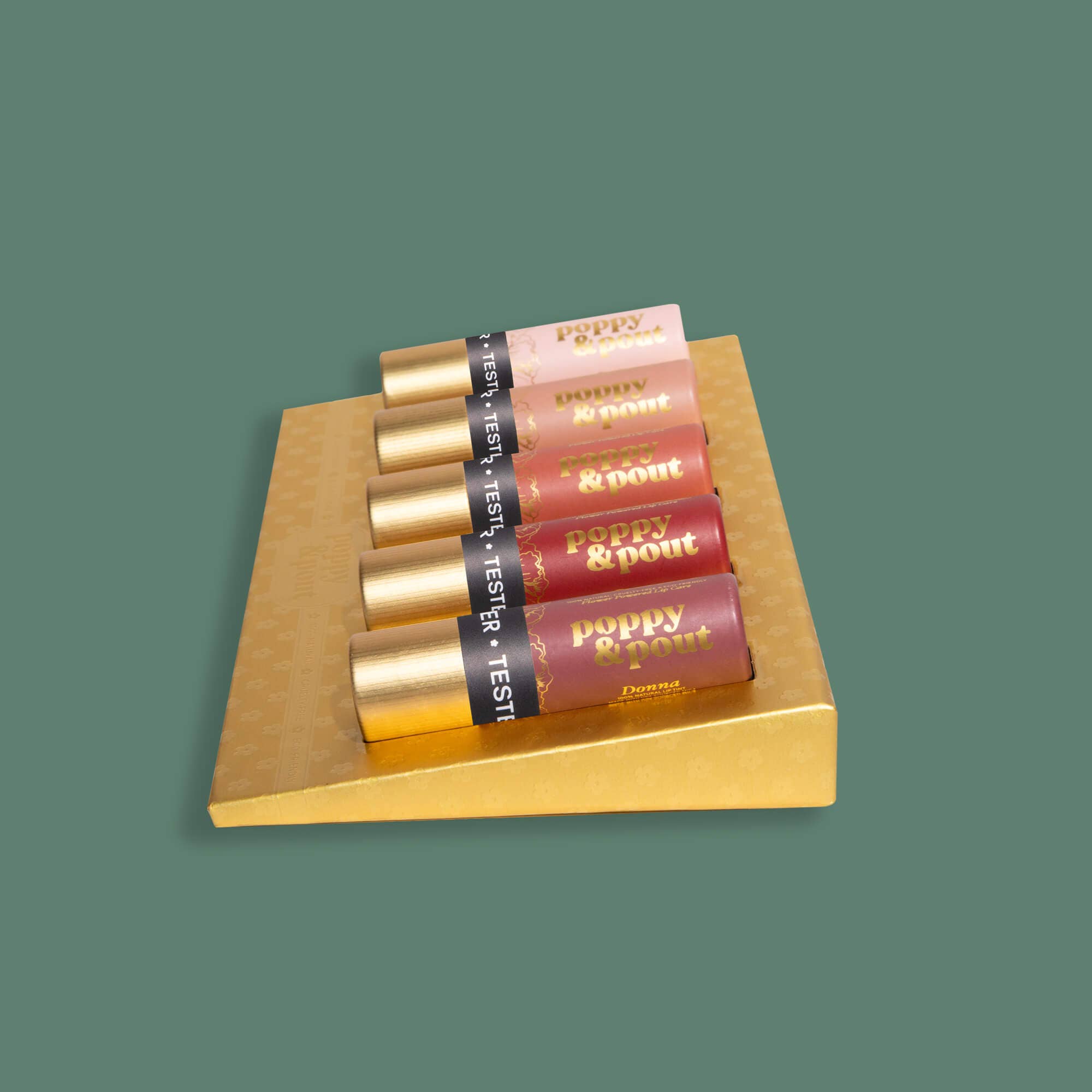 Poppy &amp; Pout - Product Display, Fits 20-Tube Tray, Tester Display, Gold