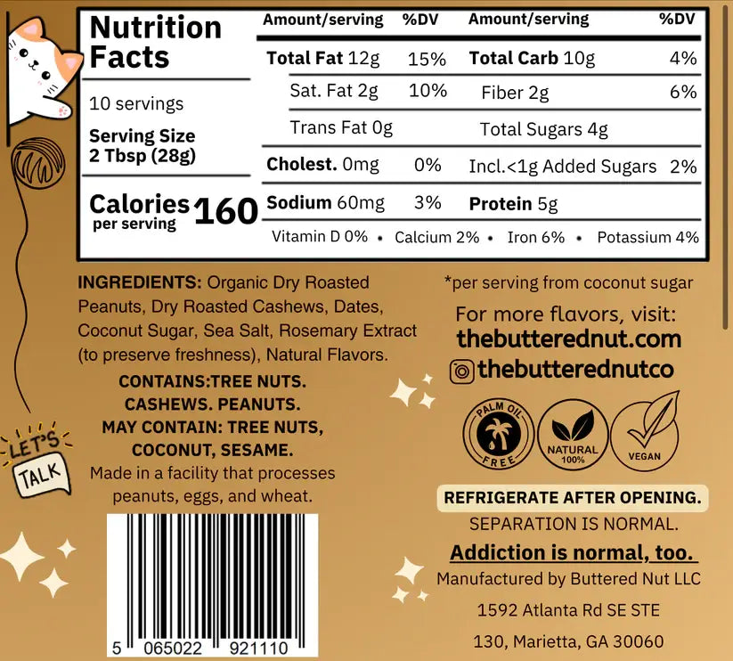 The Buttered Nut - Peanut Butter Cookie Nut Butter
