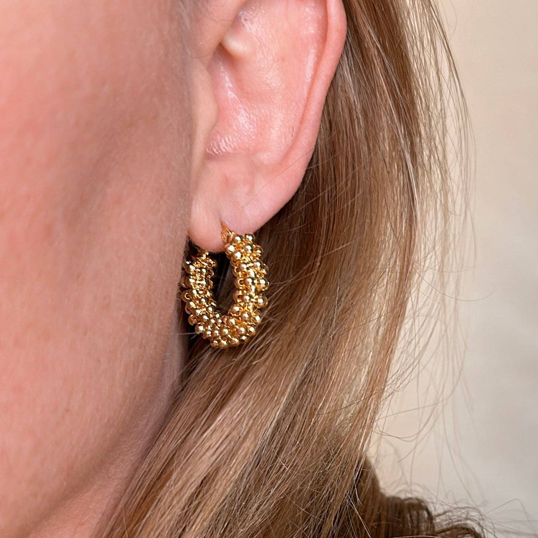 GoldFi - 18k Gold Filled Beaded Cluster Hoop Earrings