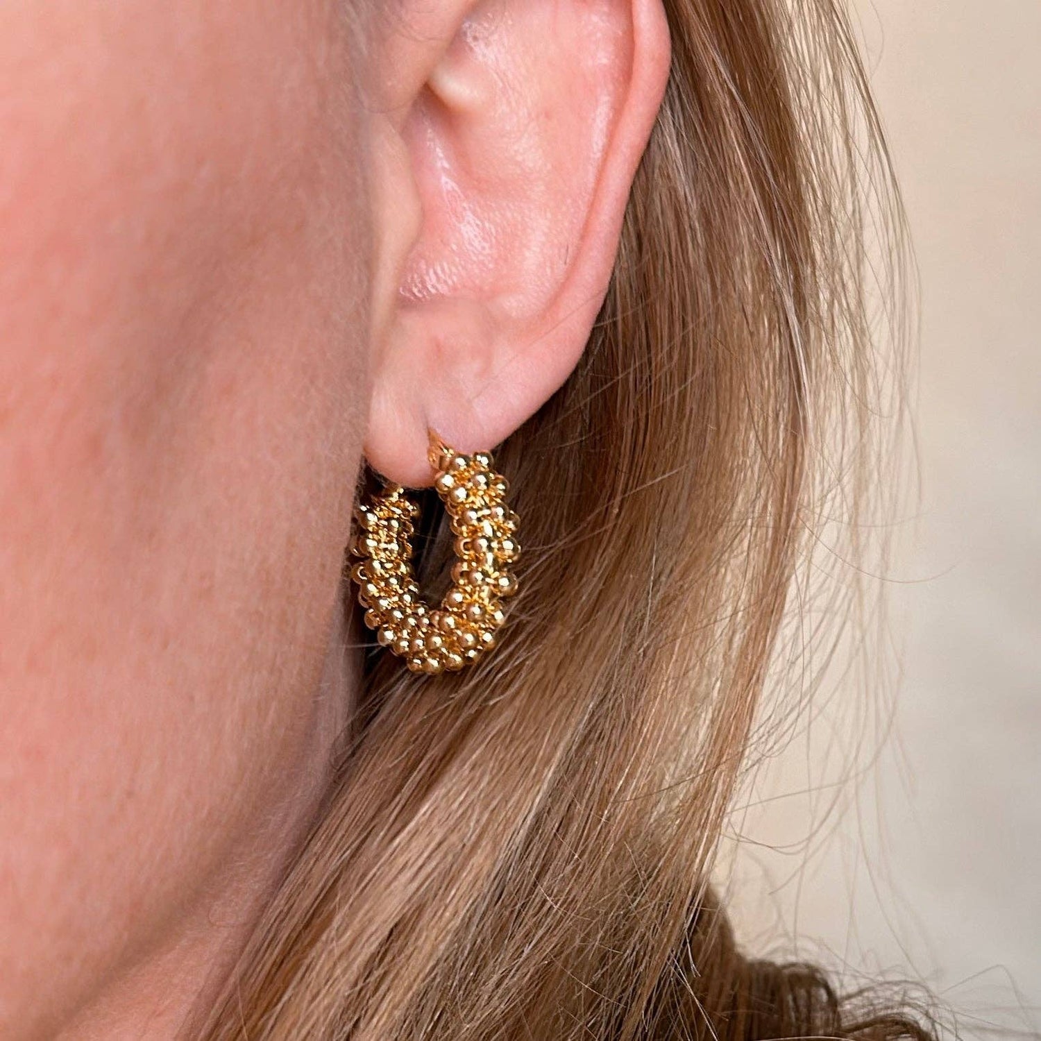 GoldFi - 18k Gold Filled Beaded Cluster Hoop Earrings