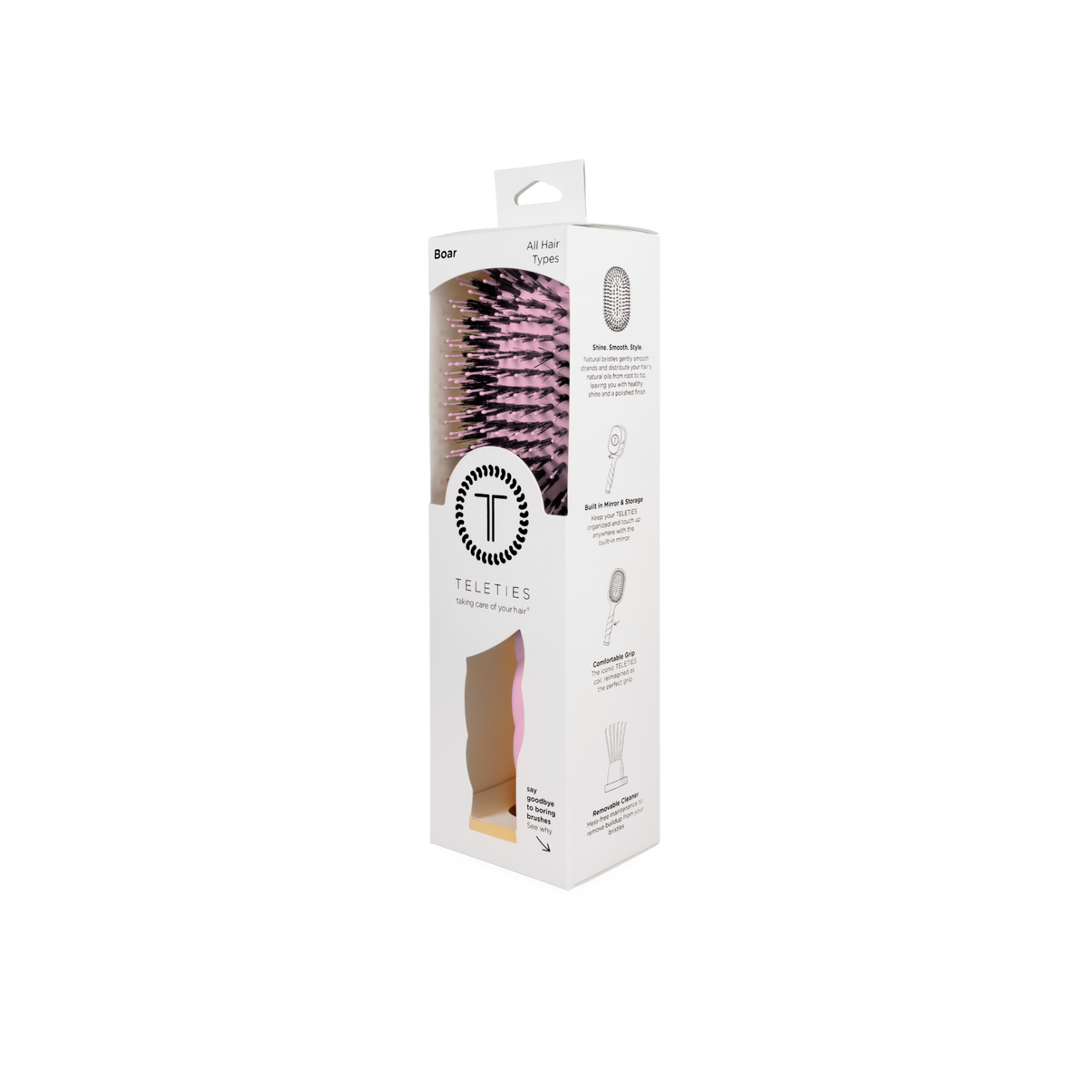 TELETIES - Boar Brush | Full Size | Bubblegum Pink