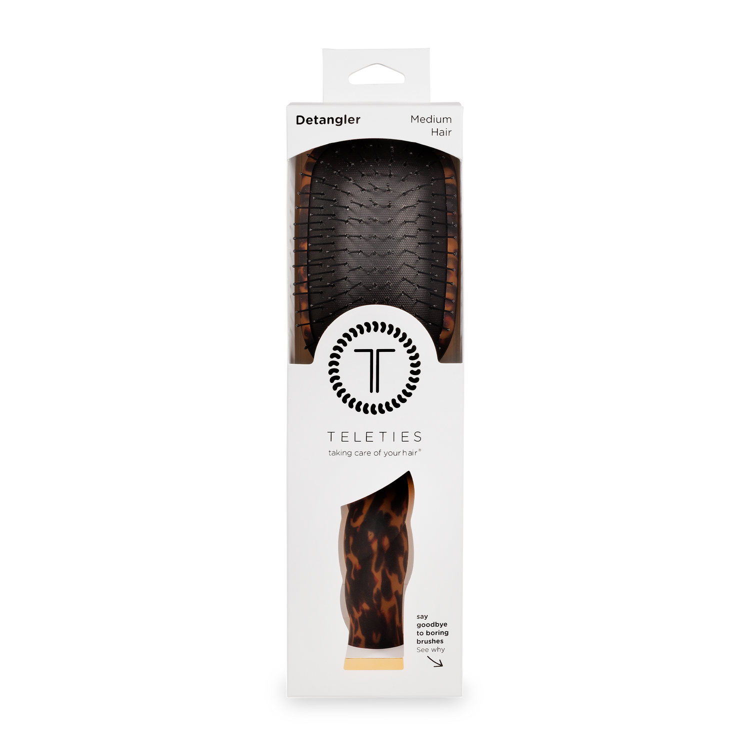 TELETIES - Detangler Hair Brush for Medium Hair - Tortoise