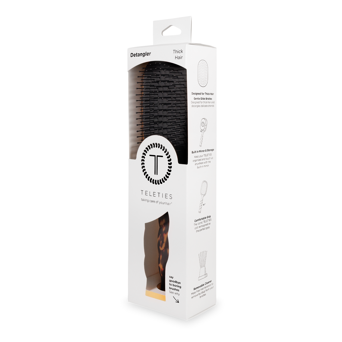 TELETIES - Detangler Brush |Tortoise| Thick