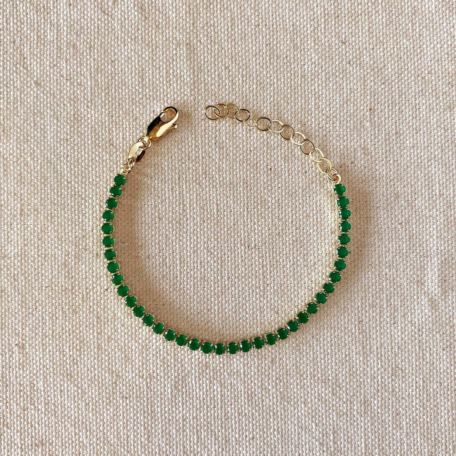 GoldFi - 18k Gold Filled 3mm Cubic Zirconia Emerald Bracelet