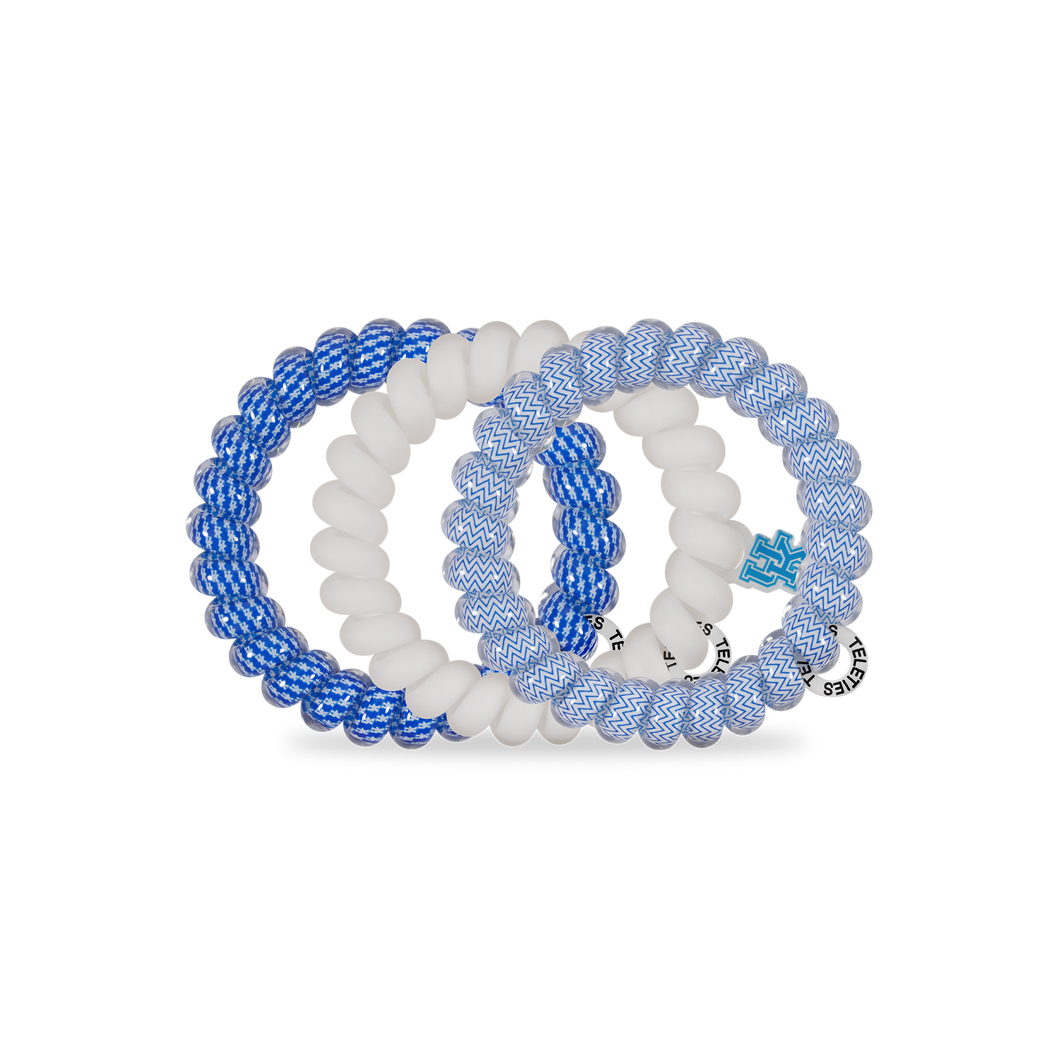 TELETIES - Spiral Hair Coils | Large | Go Big Blue! Hair Ties