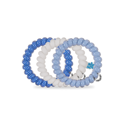 TELETIES - Spiral Hair Coils | Large | Go Big Blue! Hair Ties