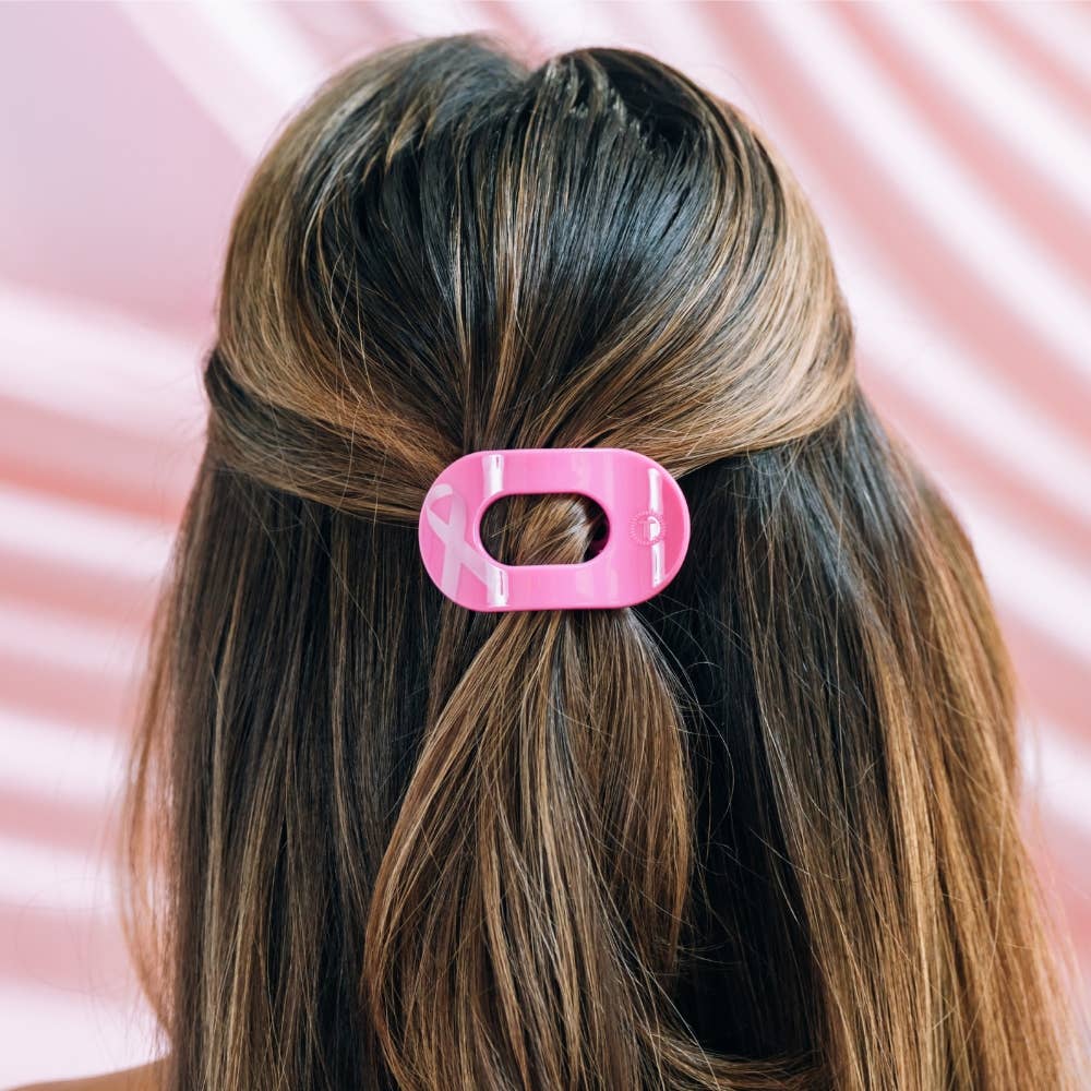 TELETIES - Breast Cancer Awareness | Tiny | Flat Round Hair Clip