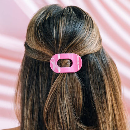 TELETIES - Breast Cancer Awareness | Tiny | Flat Round Hair Clip
