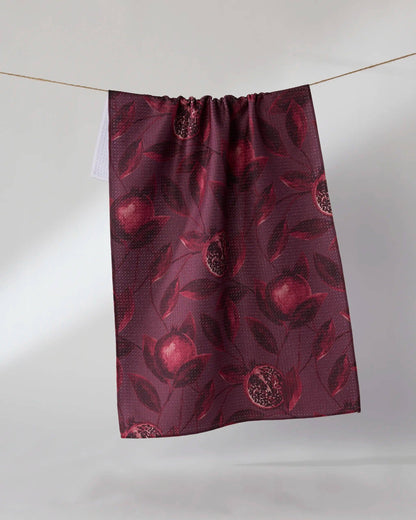 Geometry - Rich Garnet Tea Towel