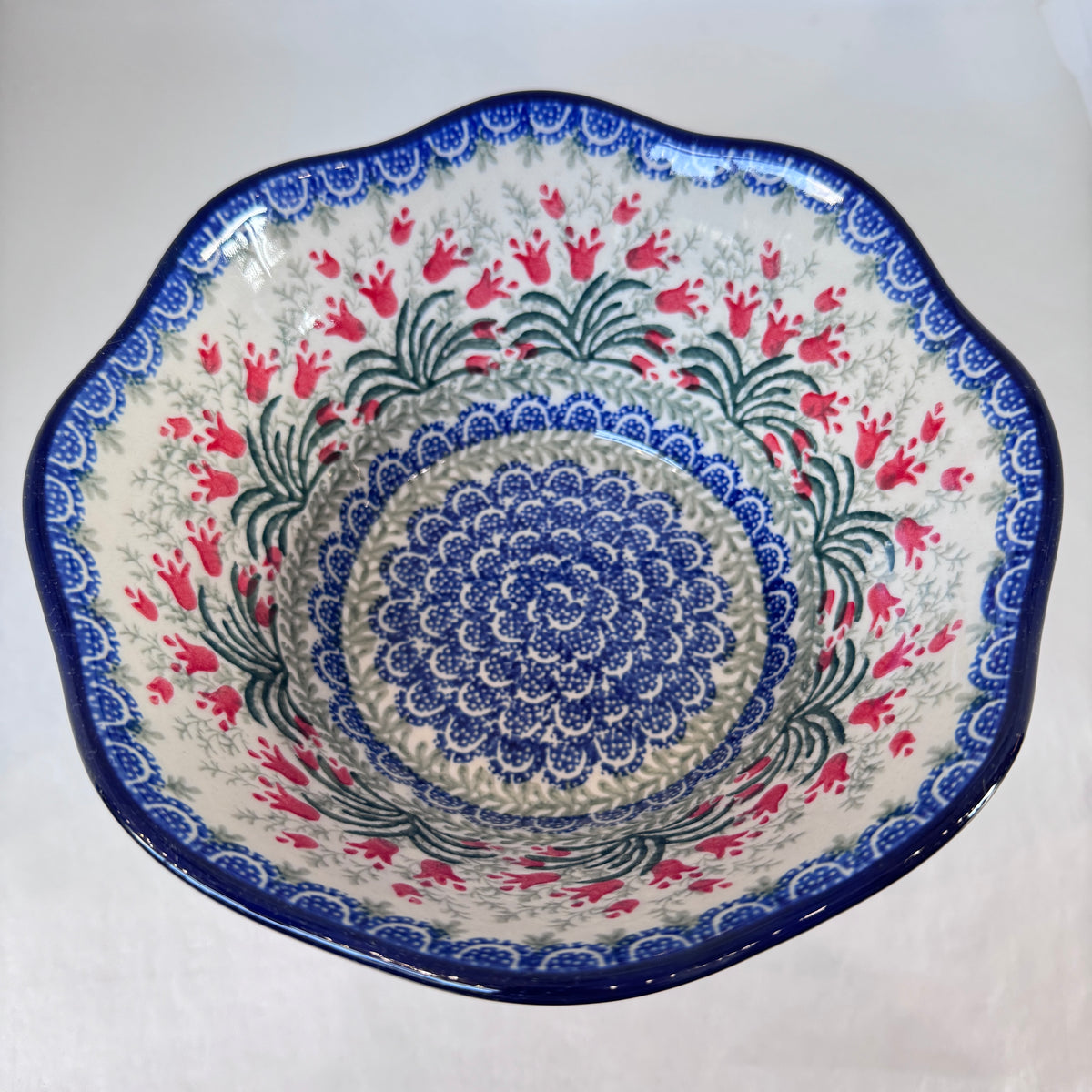 Crimson Bells Wavy Edge Bowl 8"