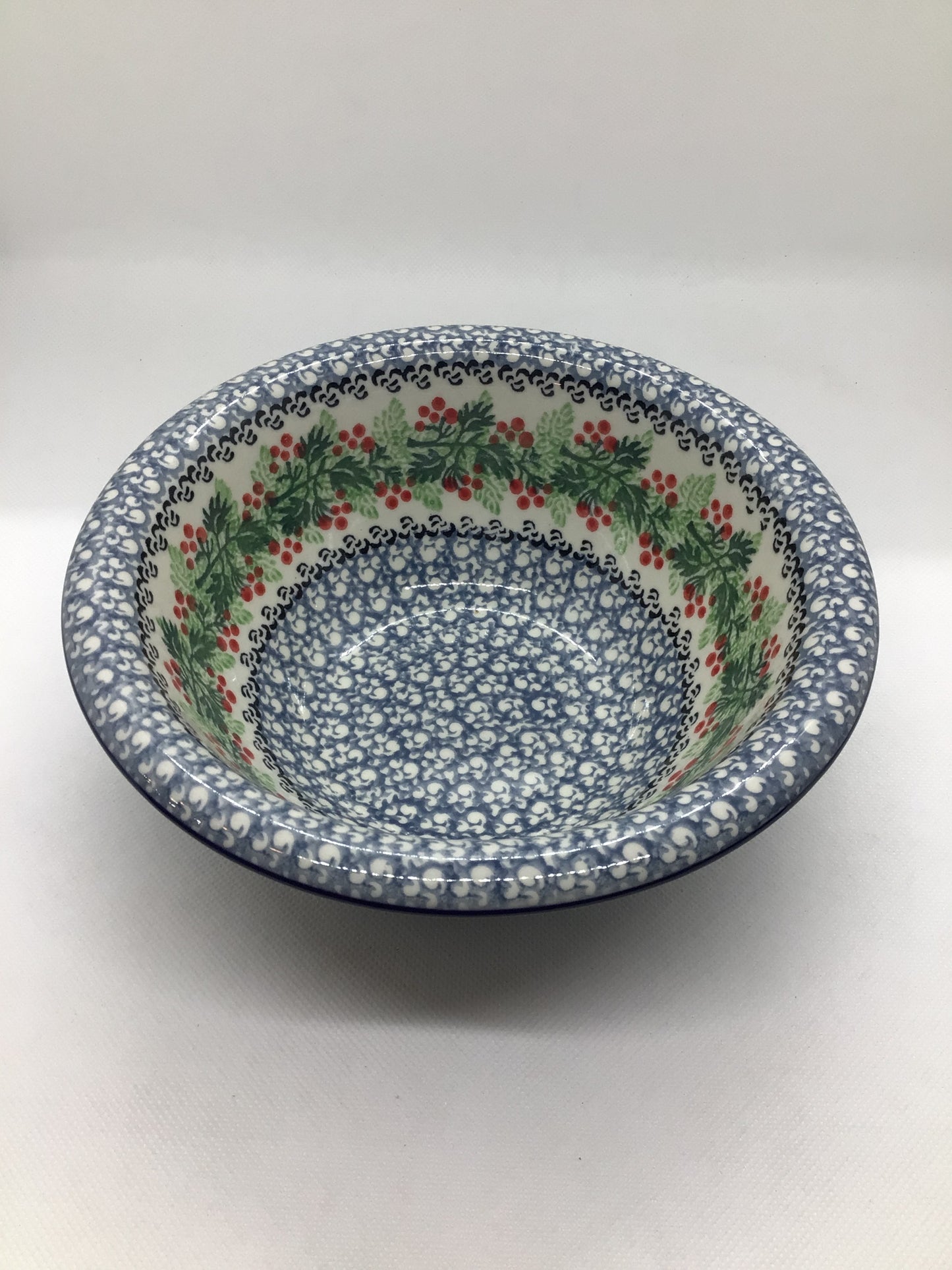 Holly Berry Bowl with Brim 7"