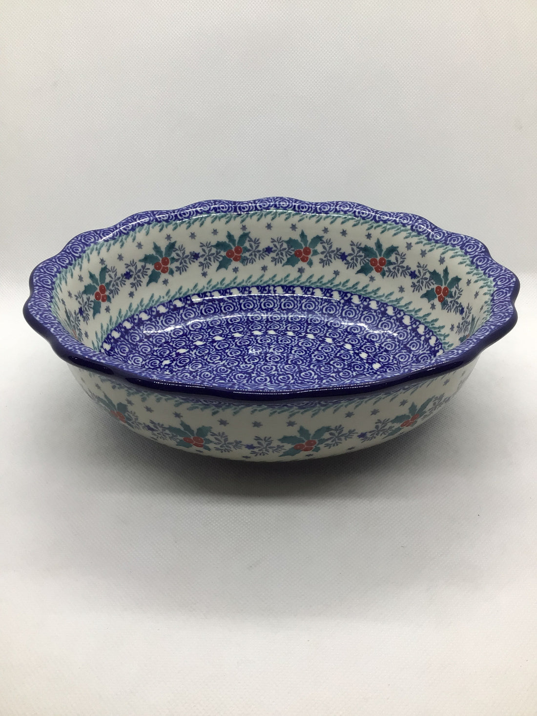 Winter Holly Fluted Oval Casserole