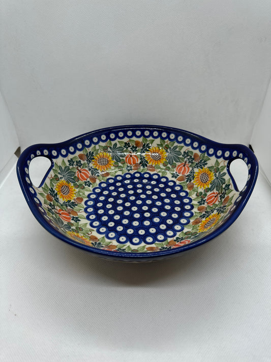 KALICH Sunflower Fields Serving Bowl with Handles