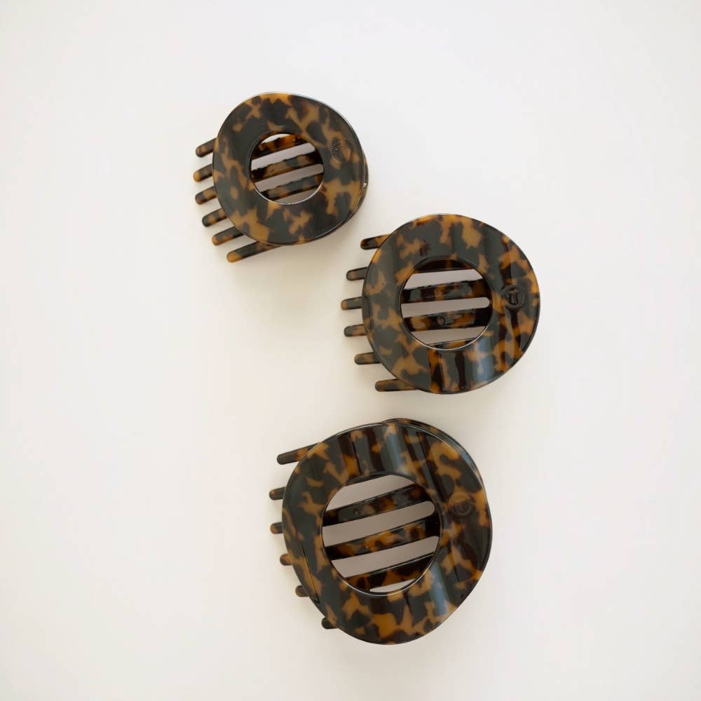 TELETIES - Tortoise | Small | Flat Circle Hair Clip