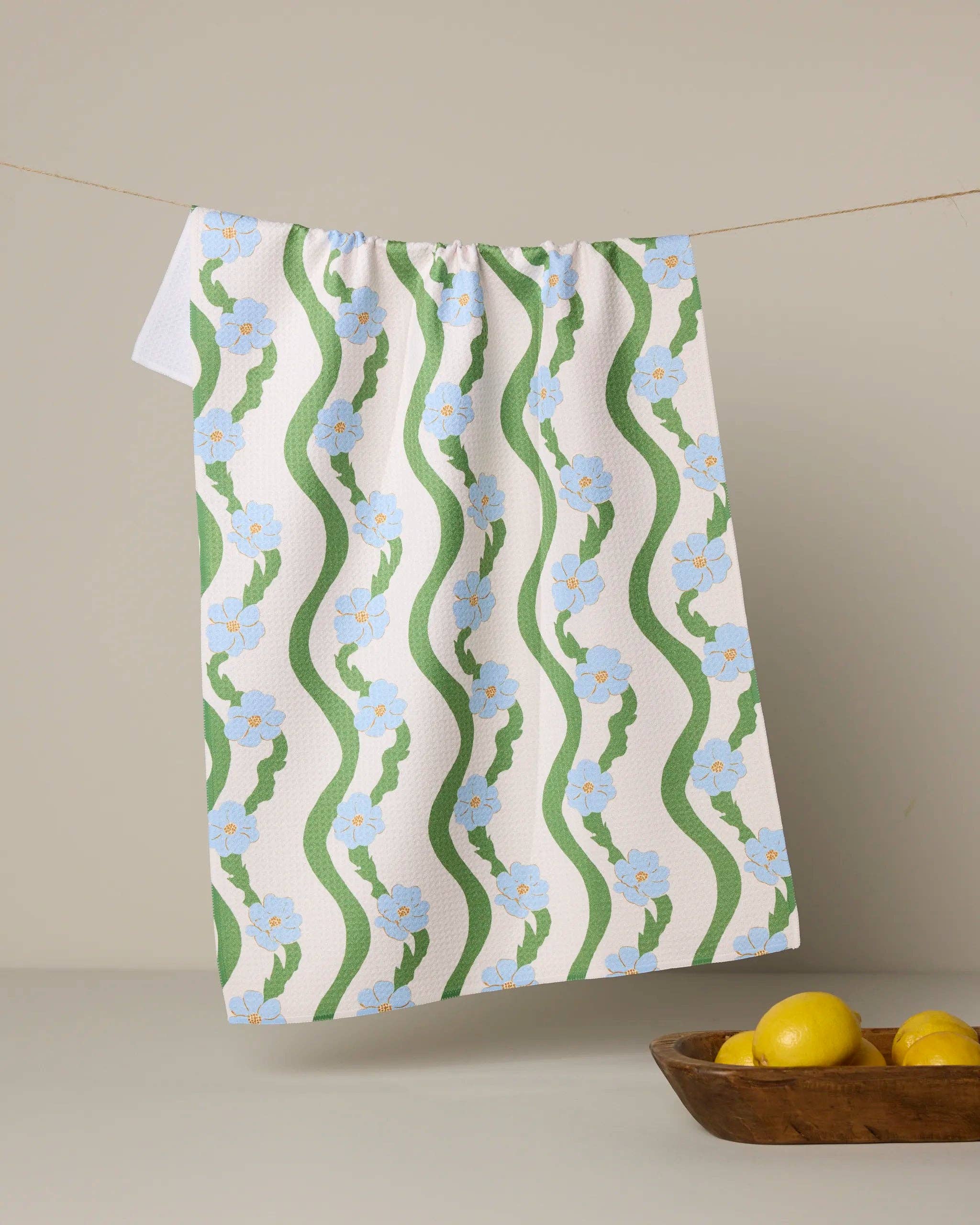 Geometry - Wavy Flowers Tea Towel
