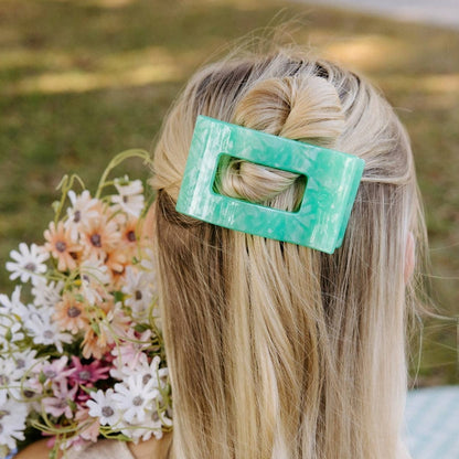 TELETIES - Flat Rectangle Hair Clip | Medium | Spring Splash