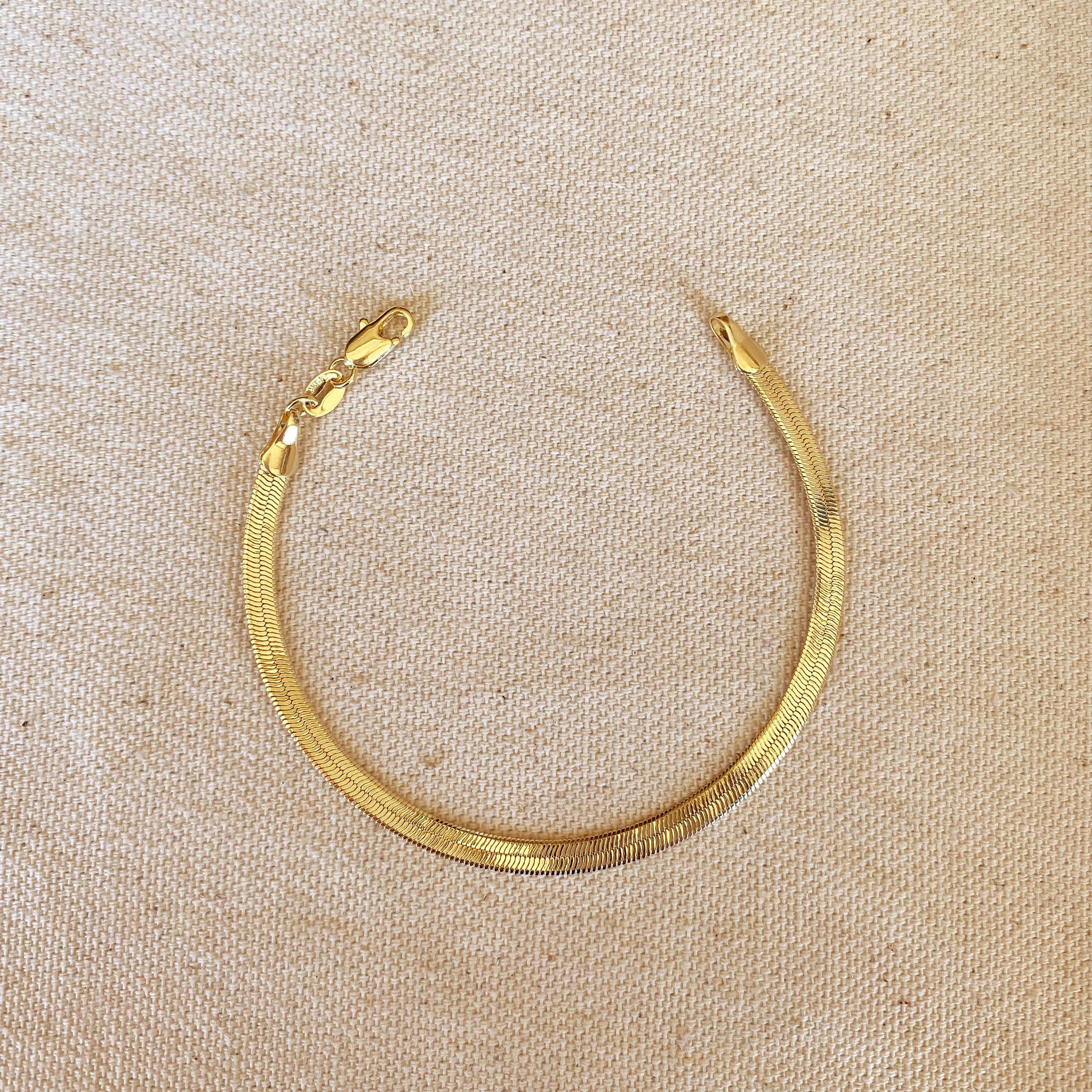 GoldFi - 18k Gold Filled 4mm Herringbone Bracelet