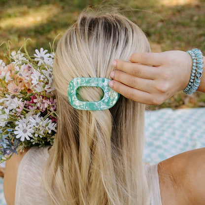 TELETIES - Flat Round Hair Clip | Small | Spring Splash