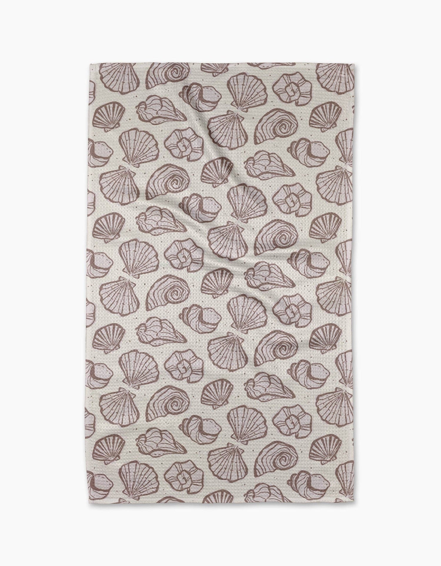 Geometry - Retro Coastal Seashells in Neutral Tea Towel