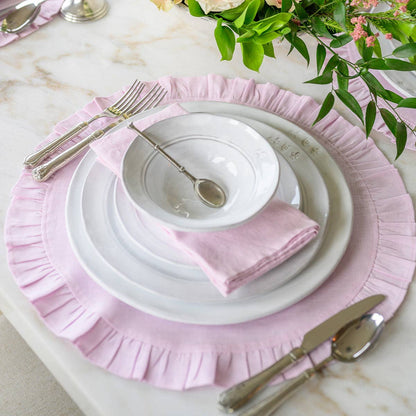Arte Italica &amp; Crown Linen Designs - Round Ruffle Linen Placemats