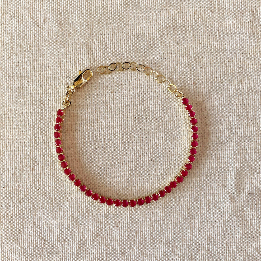 GoldFi - 18k Gold Filled 3mm Cubic Zirconia Fuchsia Bracelet