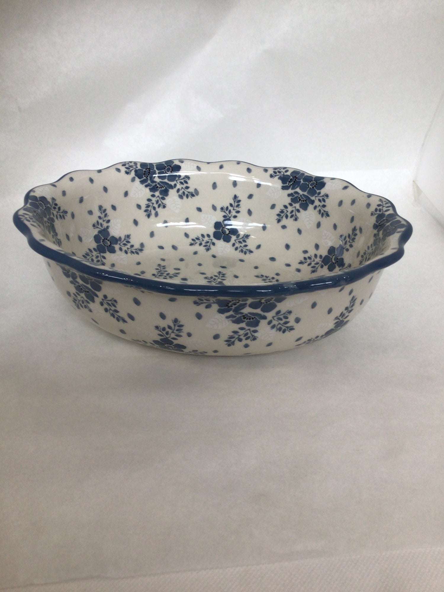 Blue Velvet Fluted Oval Casserole