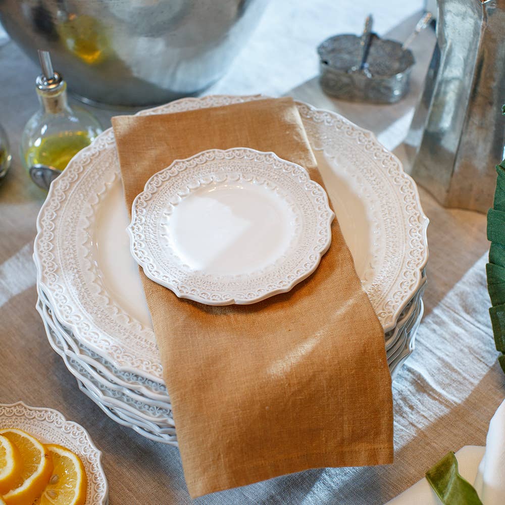 Arte Italica &amp; Crown Linen Designs - Finezza Cream Bread / Canapé Plate