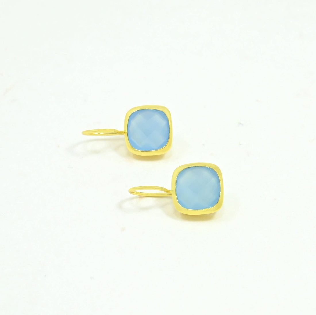 Dolce Earring Gold Plated - Blue Chalcedony