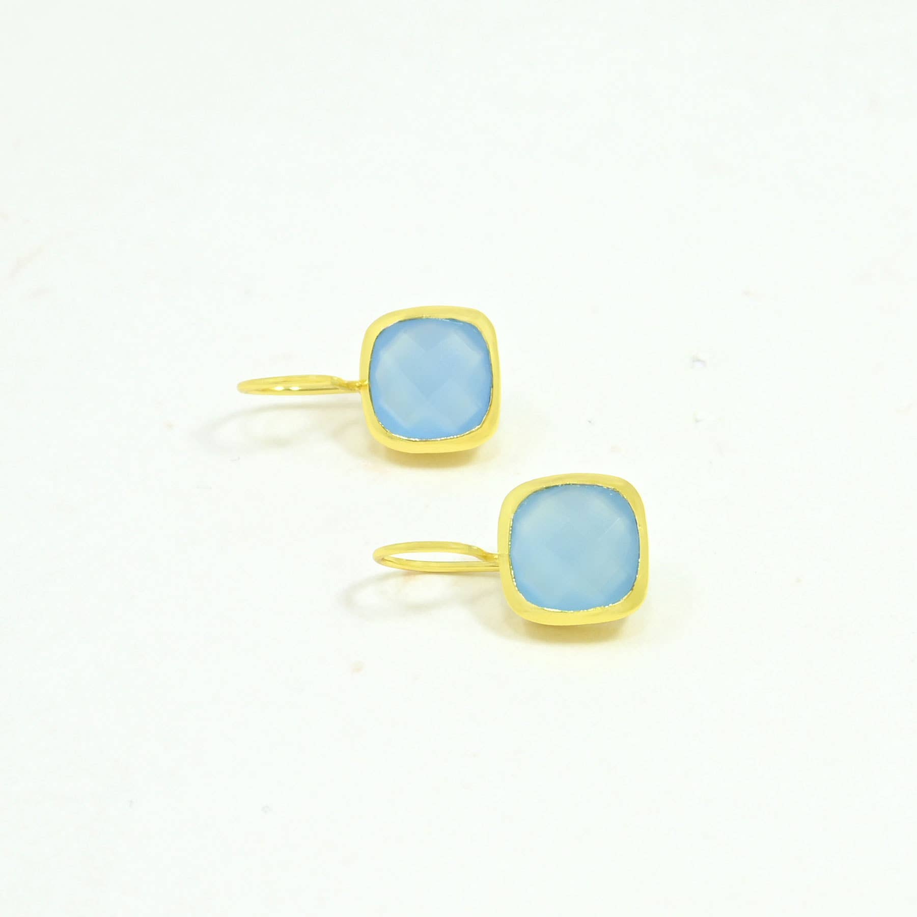 Dolce Earring Gold Plated - Blue Chalcedony