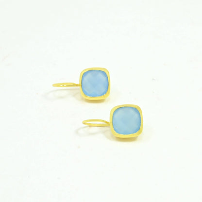 Dolce Earring Gold Plated - Blue Chalcedony