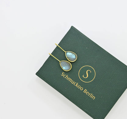 Teardrop Gemstone Earring Gold Silver 925 - Labradorite
