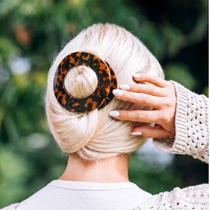 TELETIES - Tortoise | Large| Flat Circle Hair Clip