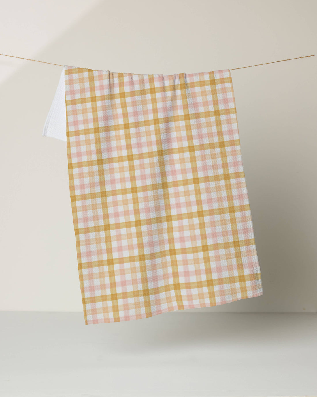 Geometry - Peachy Plaid Tea Towel
