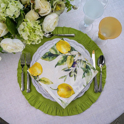 Arte Italica &amp; Crown Linen Designs - Round Ruffle Linen Placemats