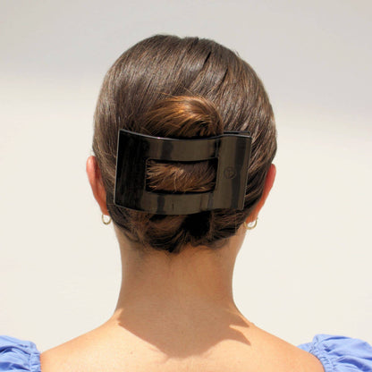 TELETIES - Flat Rectangle Hair Clip | Large | Jet Black