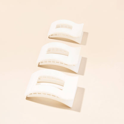 TELETIES - Flat Rectangle Hair Clip | Medium | Coconut White