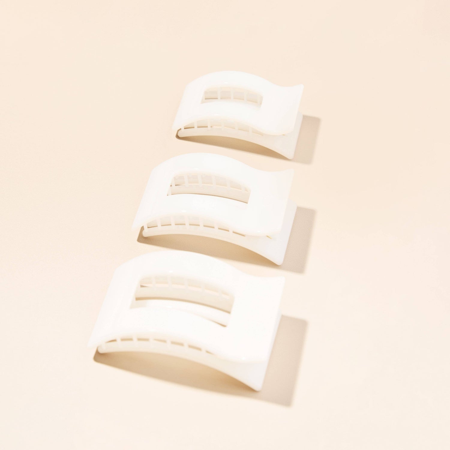 TELETIES - Flat Rectangle Hair Clip | Small | Coconut White