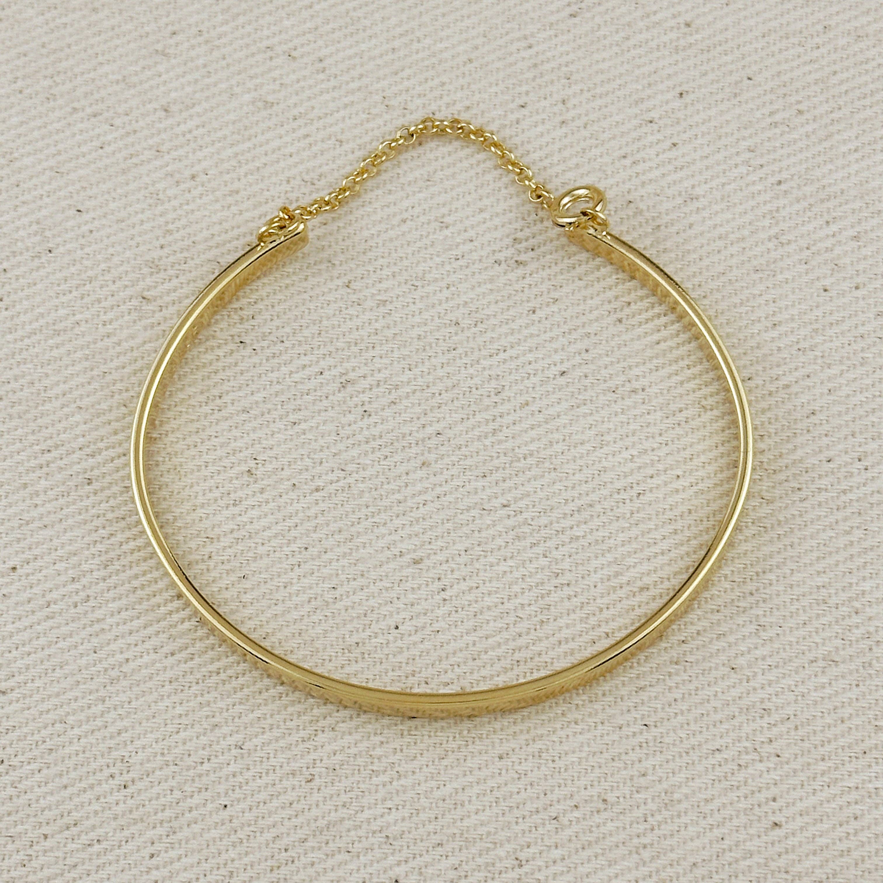 GoldFi - 18k Gold Filled Polished Bangle With Chain
