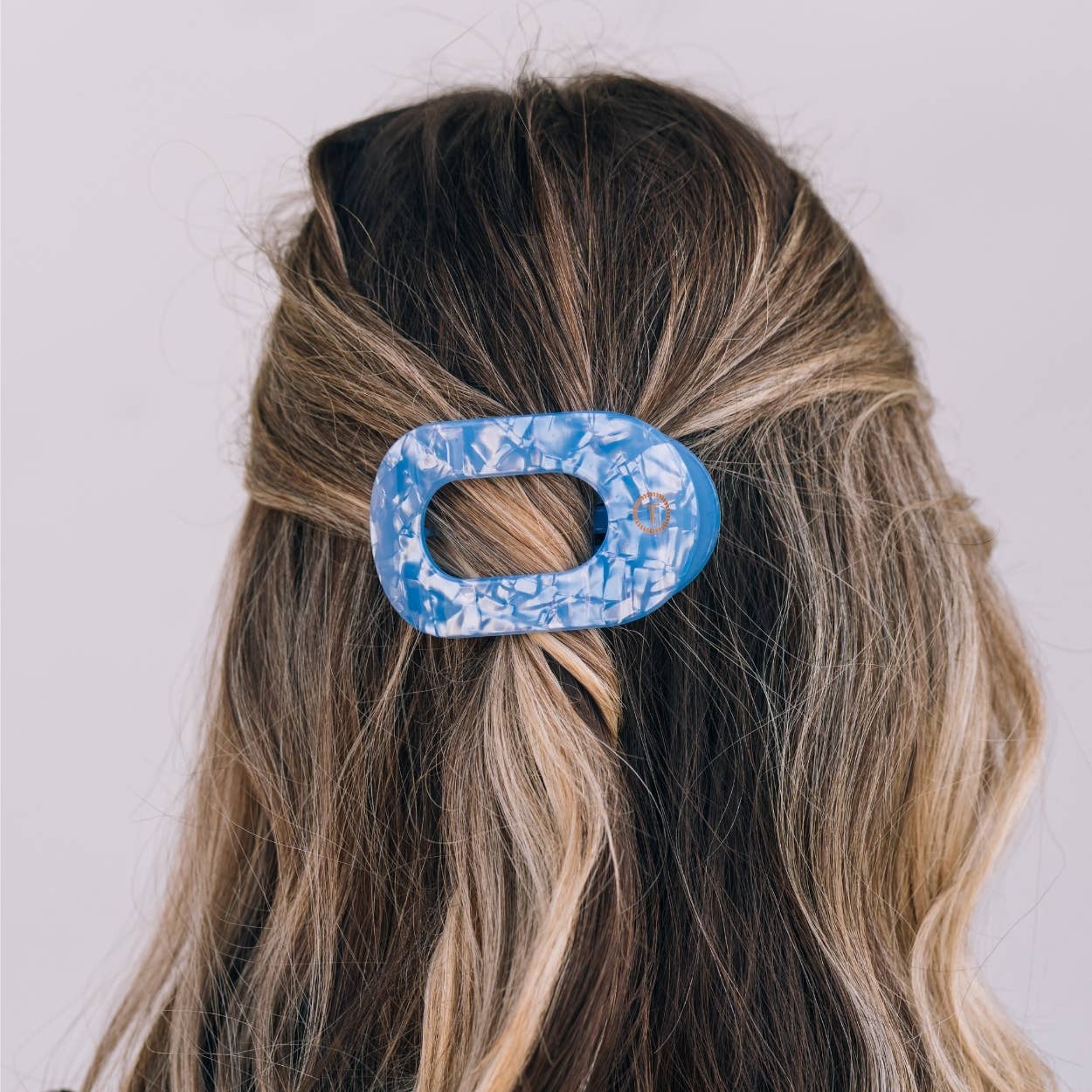 TELETIES - Flat Round Hair Clip | Small | Blue Lagoon