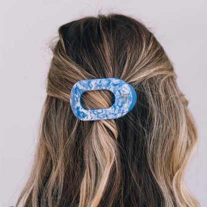 TELETIES - Flat Round Hair Clip | Small | Blue Lagoon