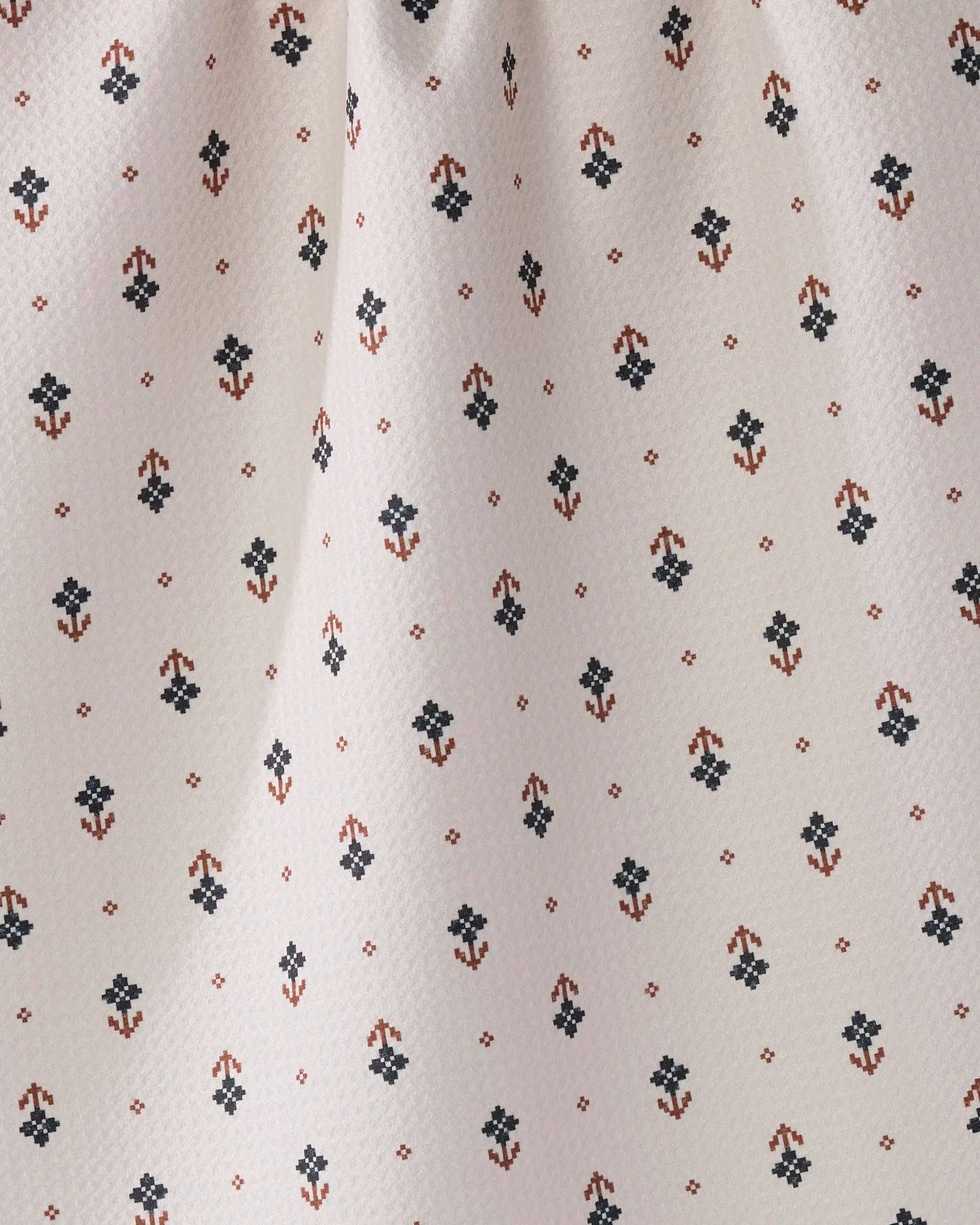 Geometry - Folk Pixel White Tea Towel