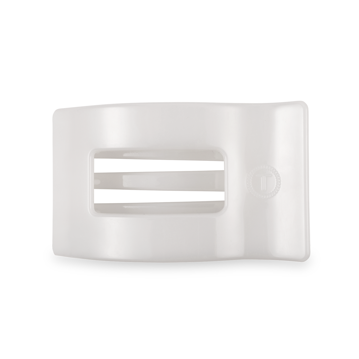 TELETIES - Flat Rectangle Hair Clip | Medium | Coconut White