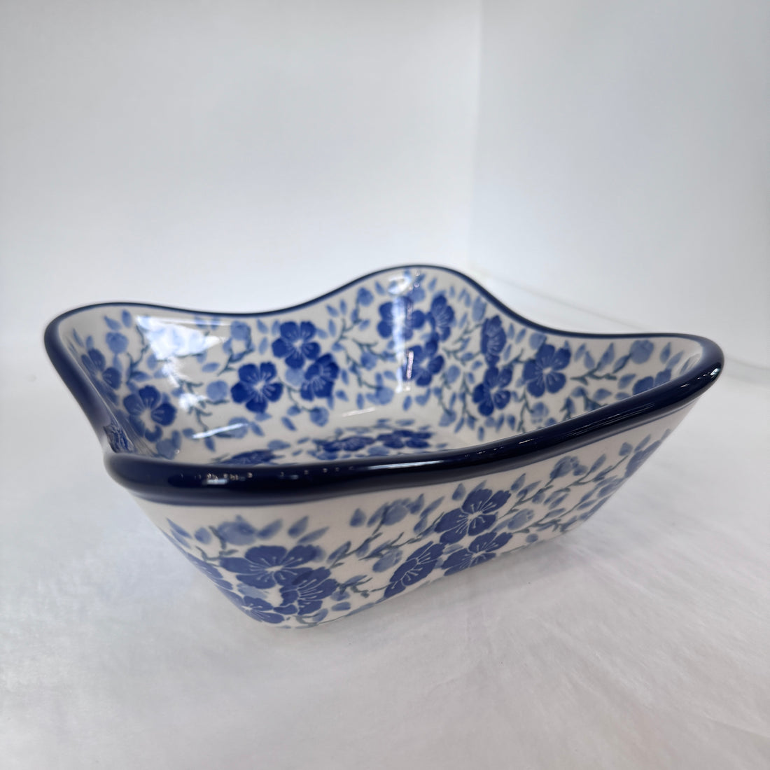 Timeless Blue Square Fluted Bowl