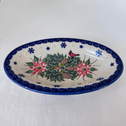 KALICH Christmas Cardinals Small Oval Tray