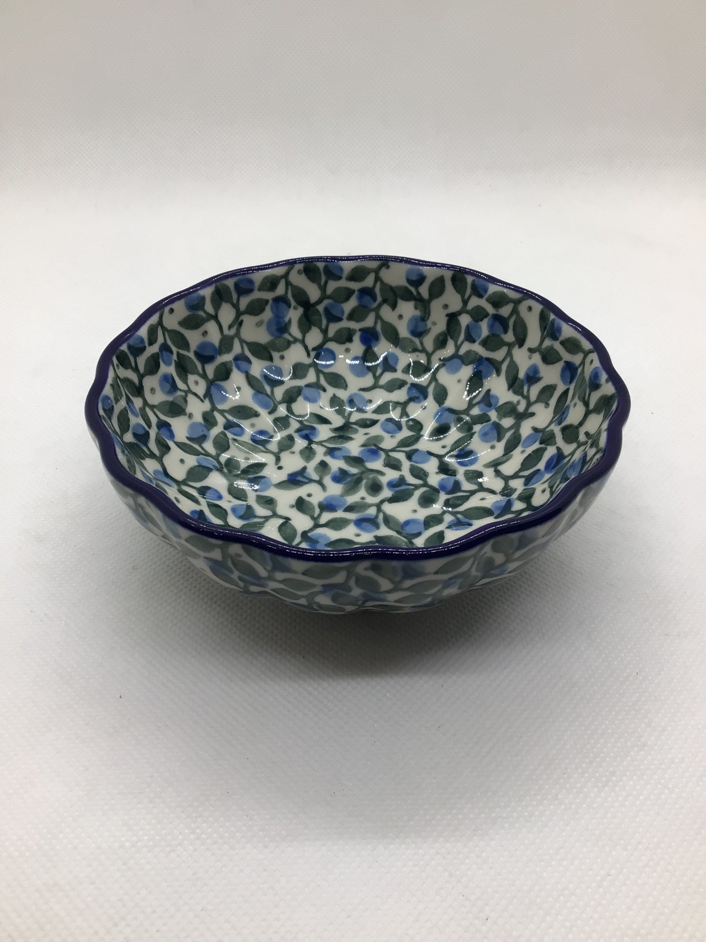 Blueberry Blossom Scalloped Bowl 4.5&quot;