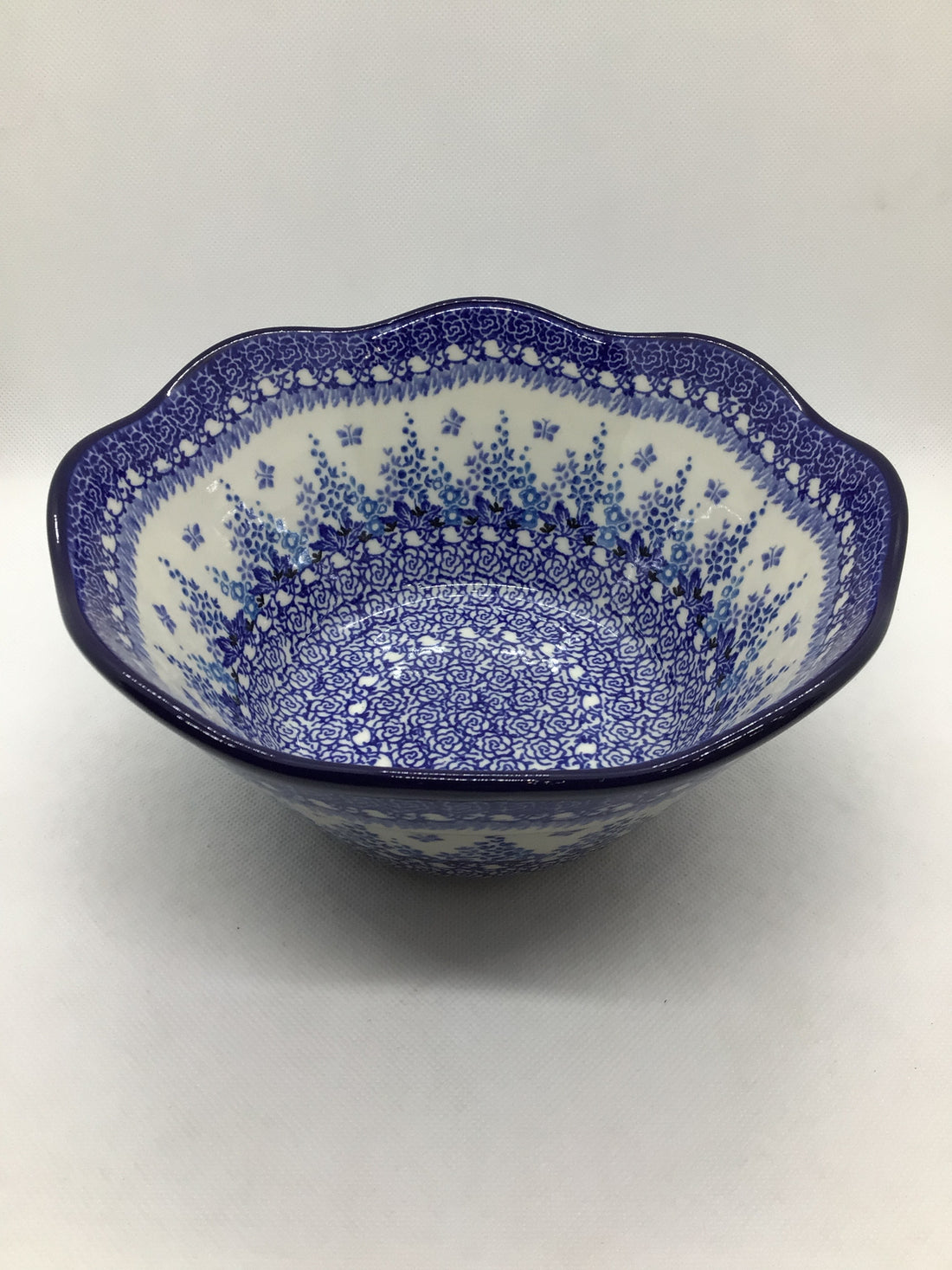 Blue Sage Wavy Edge Bowl 8"