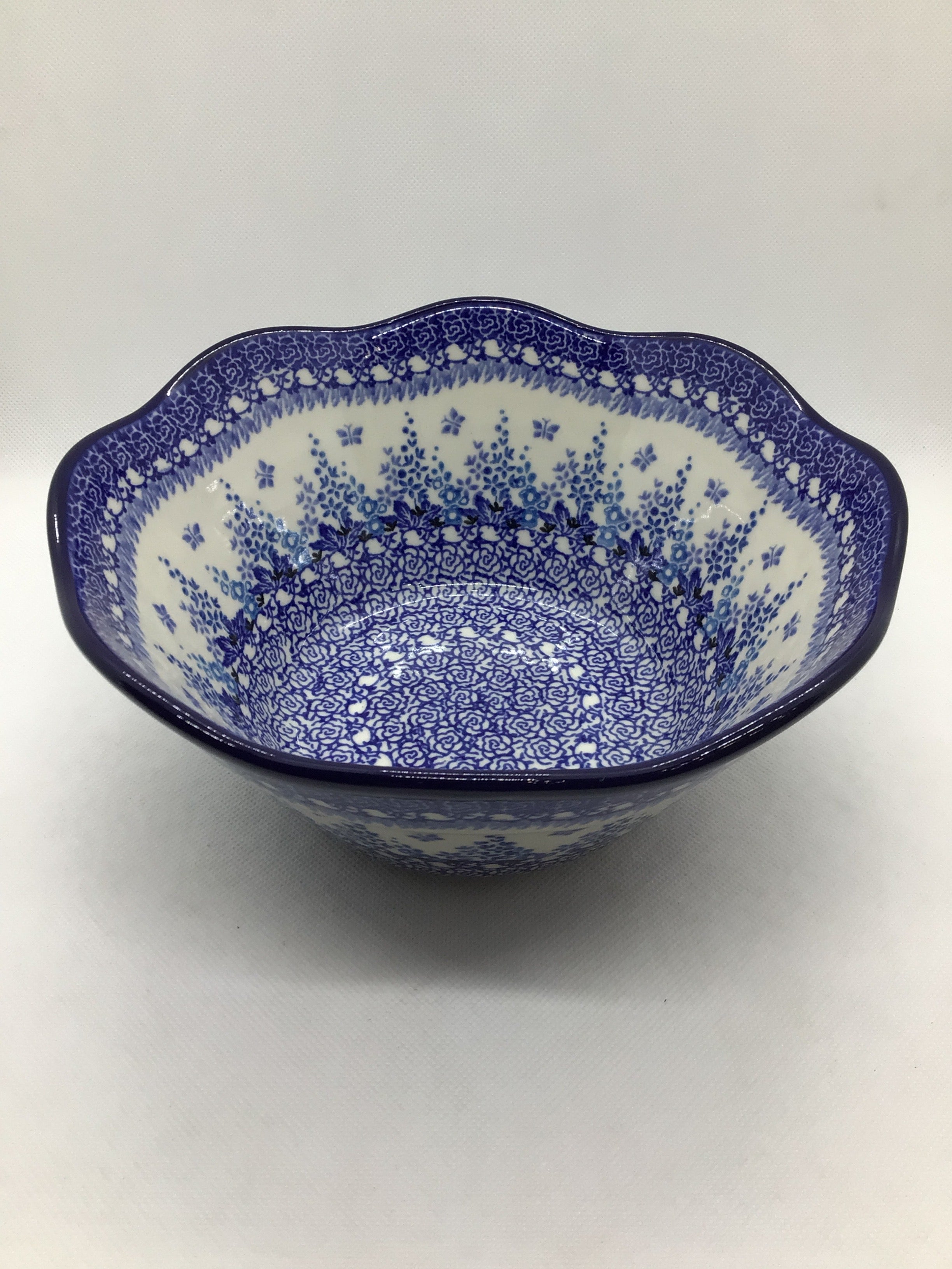 Blue Sage Wavy Edge Bowl 8"