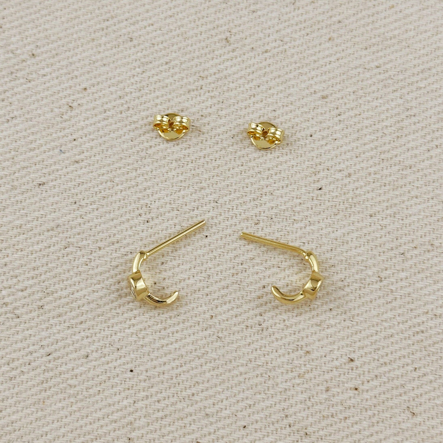 GoldFi - 18k Gold Filled Solitaire Bezel CZ  C-Hoop Earrings